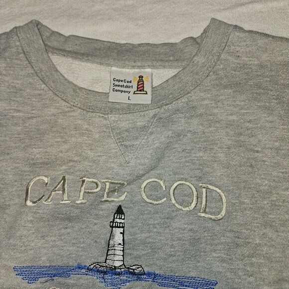 Vintage Cape Cod Crewneck Sweatshirt Embroidered Lighthouse Pullover Mens Large - Picture 3 of 8